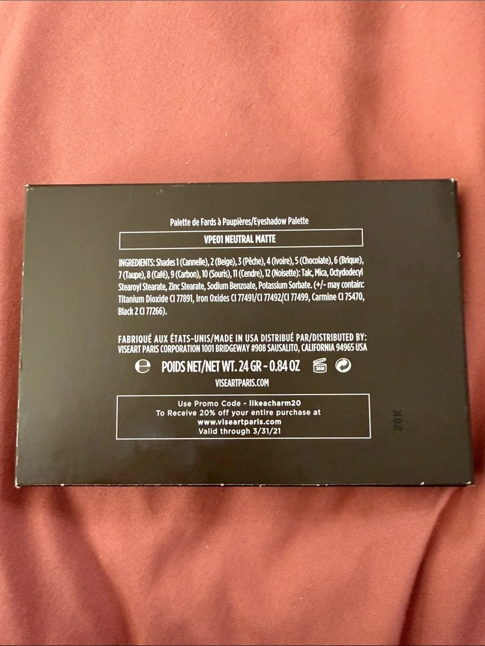 Viseart Neutral Matte Eyeshadow Palette in Warm Neutral Shades VPE01